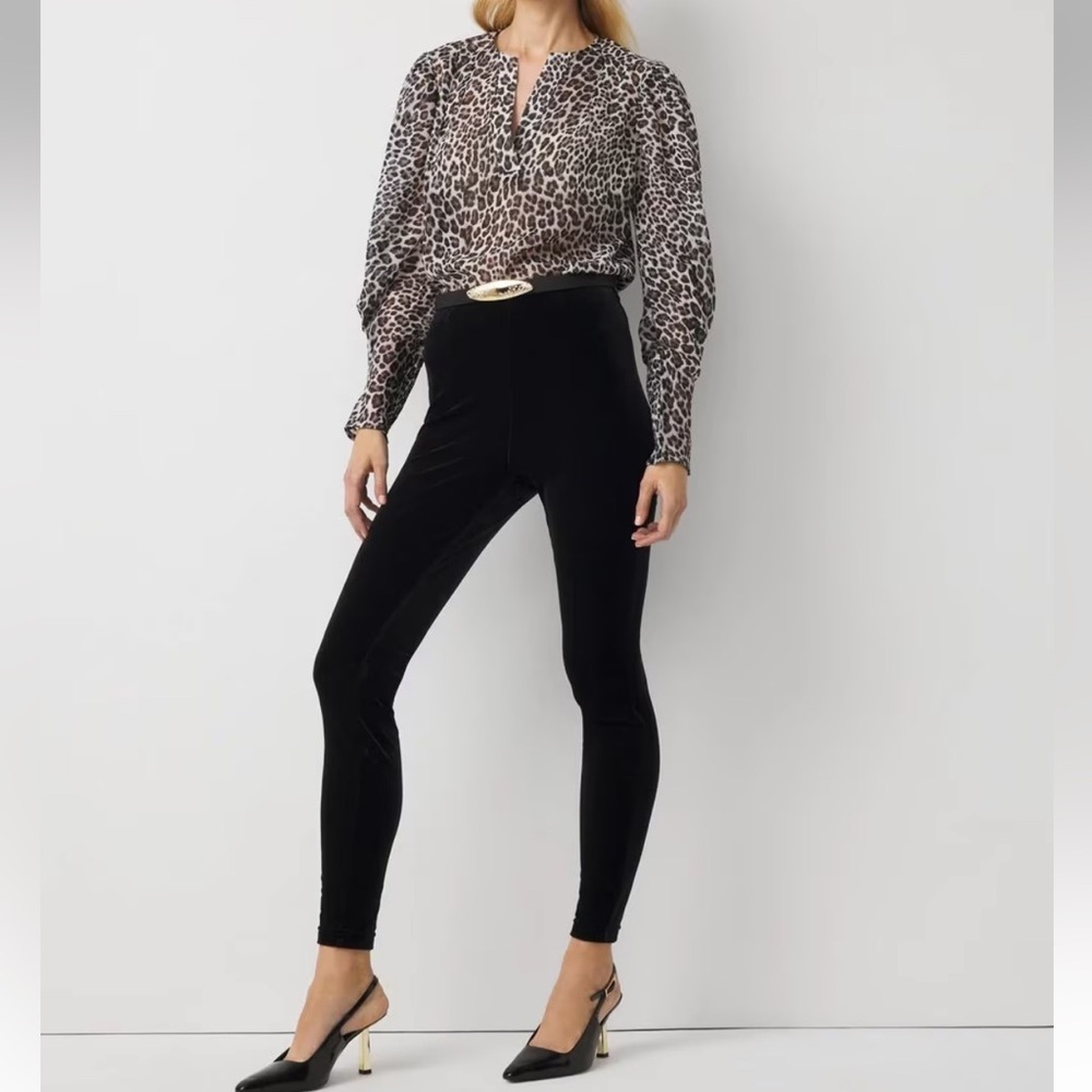 White House Black Market Velvet Leggings XL Stretch Pull On Black